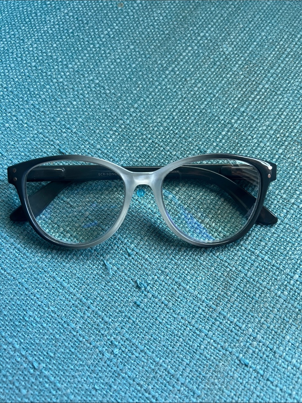 Classic Two-Tone Round Blue/ White Women’s Eyeglasses